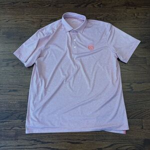 JohnnieO Red Stripe Itasca Country Club Short Sleeve Button Up Golf Polo Size XL